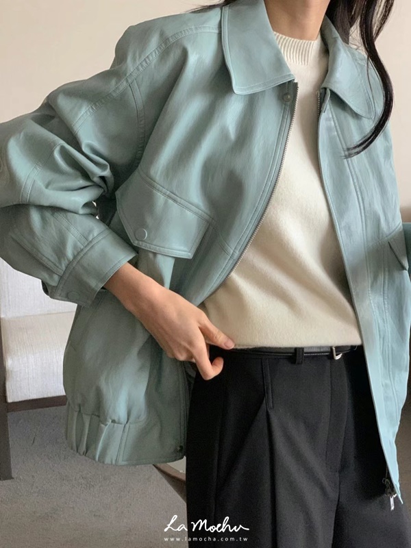 人造羊皮拉鍊外套